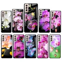 orchid flowers colorful for samsung galaxy s21 ultra plus a72 a52 4g 5g m51 m31 m21 luxury tempered glass phone case cover
