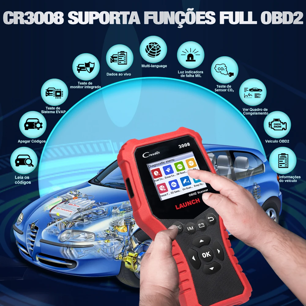 Сканер LAUNCH X431 obd2 CR3008 автоматический сканер для автомобиля с аккумулятором pk CR3001