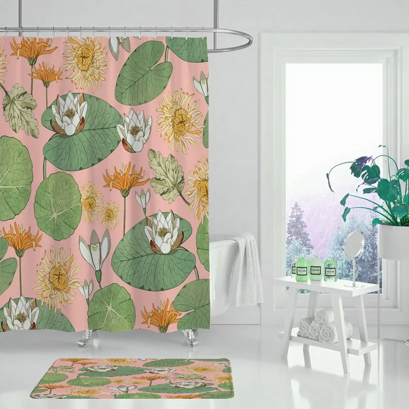 Занавеска для душа Monstera из тропического леса с зелеными растениями листьями