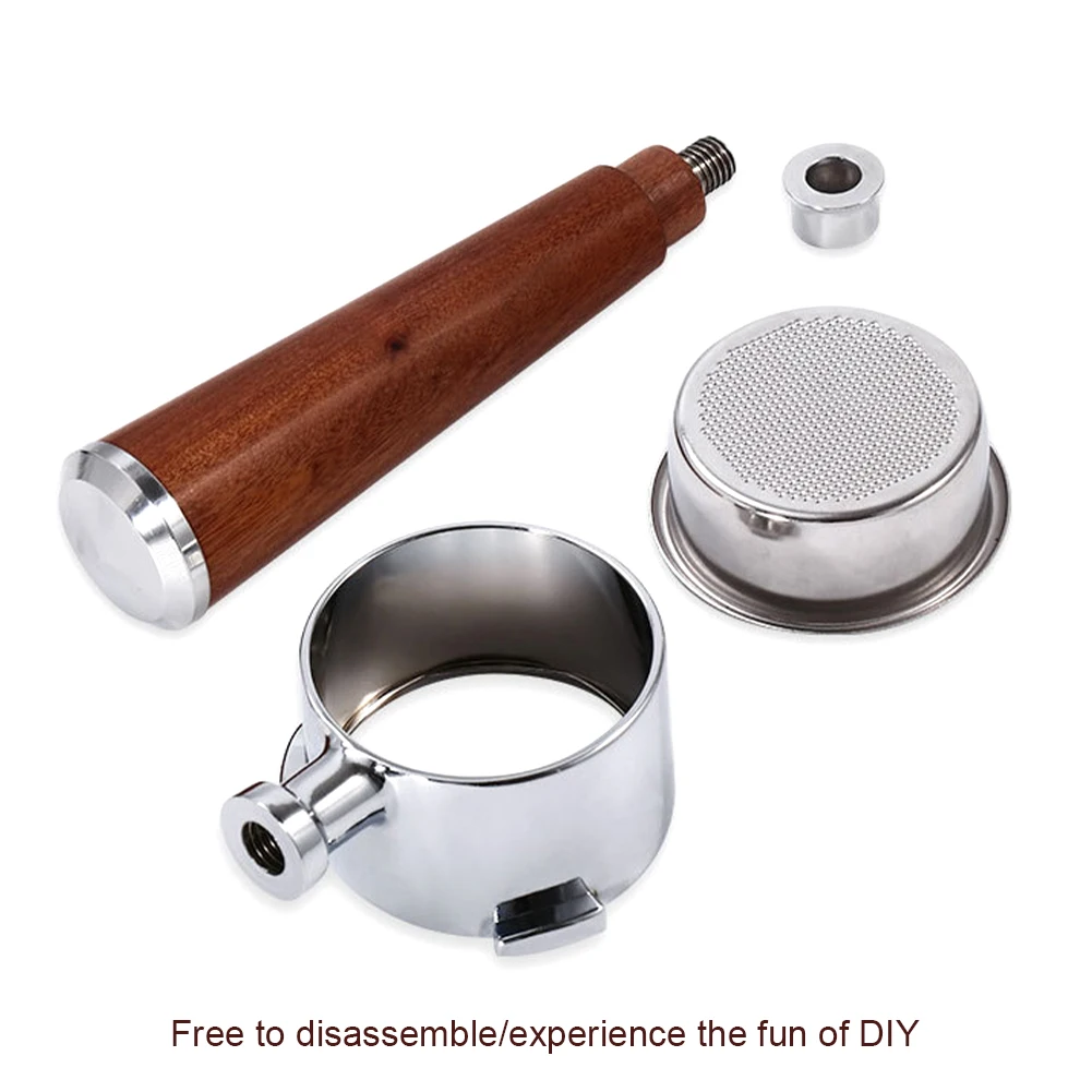 58MM Stainless Steel Double Ear Coffee Machine Handle Bottomless Filter Portafilter Universal Wooden E61 Espresso Tools | Дом и сад