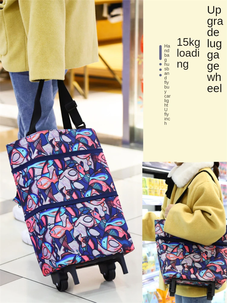 

Folding Shopping Trolley Bags with Wheels for Grocery Food Laundry School Bag