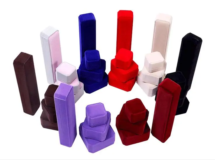 Серия светло-серого цвета 100 шт./лот бархатная коробка для упаковки ювелирных