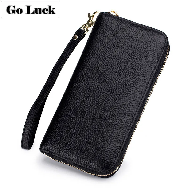 Бренд GO-LUCK, RFID, клатч с кисточками, кошелек для женщин, личи, натуральная кожа, на молнии, чехол для мобильного телефона, чехол для карт, женский браслет, кошелек