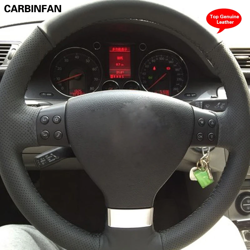 Черный кожаный чехол с верхним слоем и ручной строчкой для Volkswagen Golf 5 Mk5 VW Passat B6 Jetta