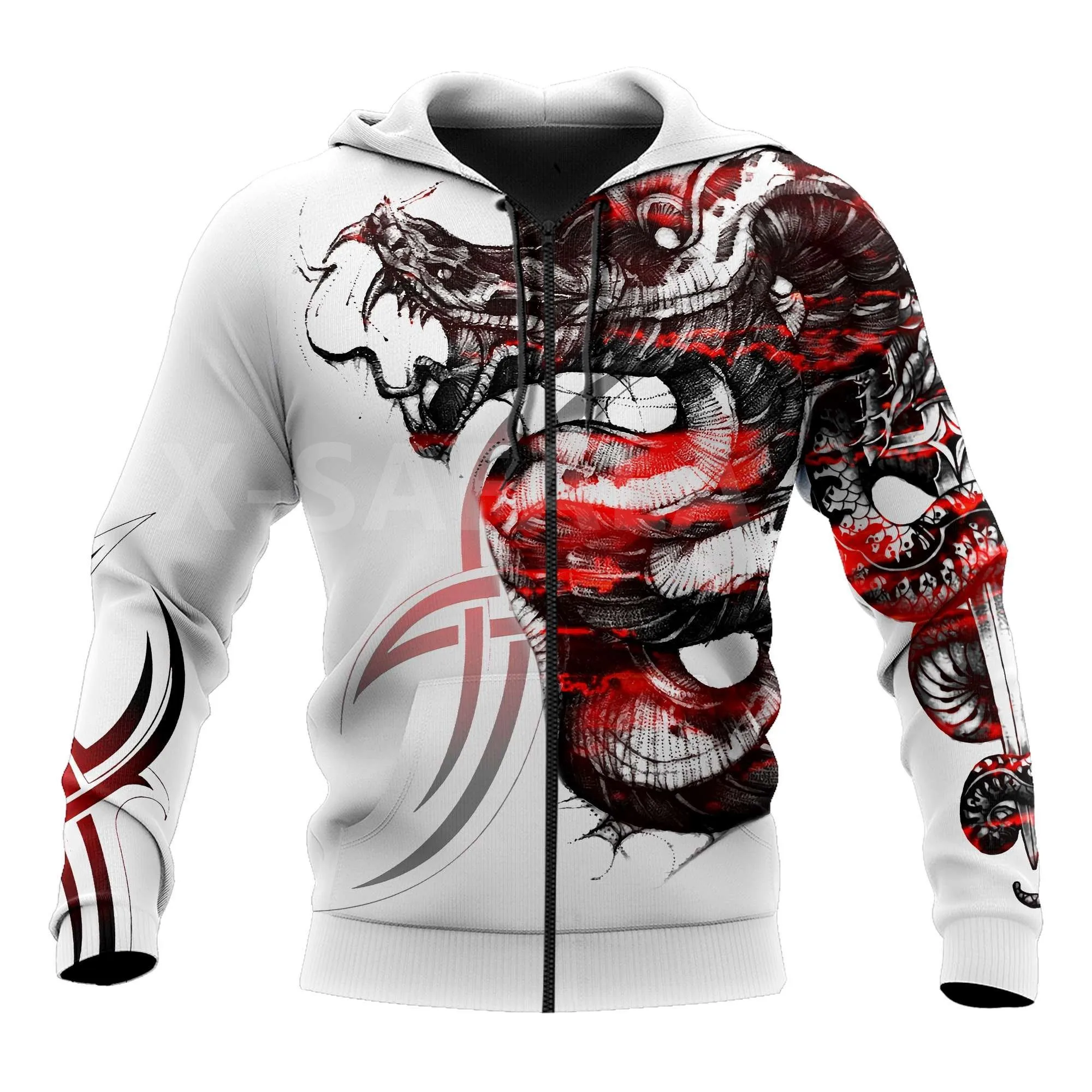 

Snake Tattoo 3D All Print Plus Hoodie Man Women Harajuku Outwear Zipper Pullover Sweatshirt Casual Unisex Jacket