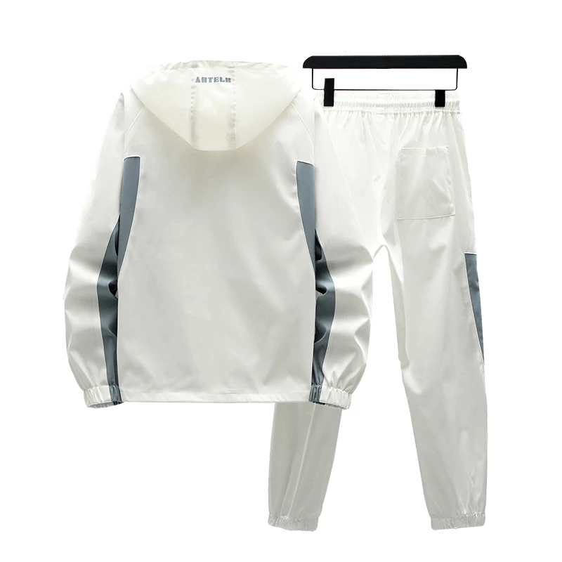 

Men's Spring/Fall New Suit Casual Hooded Zipper Jacket + Sports Hip-Hop Pants Fashion Mosaic Print 4XL Outdoor Youth Suit