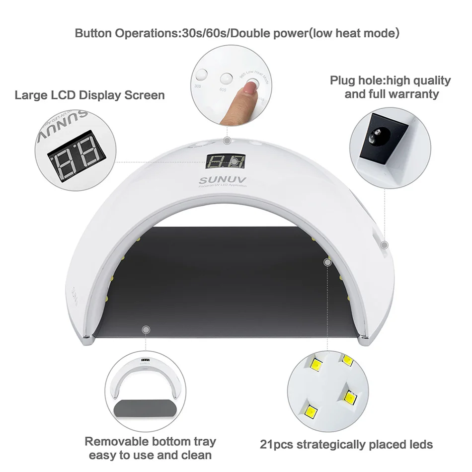 

SUN UV SUN6 48W Nail Dryer Auto Sensor Portable UV Lamp For Drying Low Heat Model Double Power Fast Manicure Nail Led Lamp