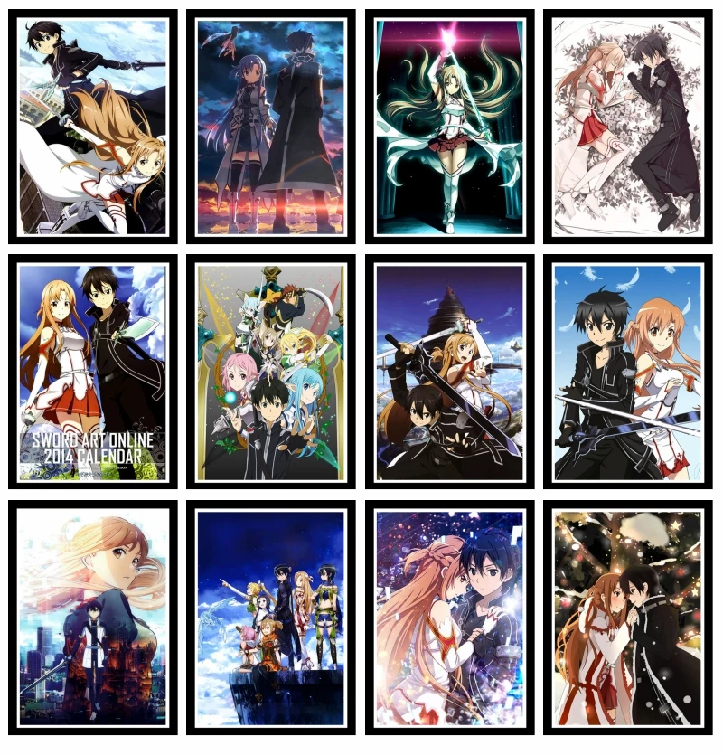 Идеальный JL видеоигра меч искусство онлайн Kirito Asuna постер японское аниме