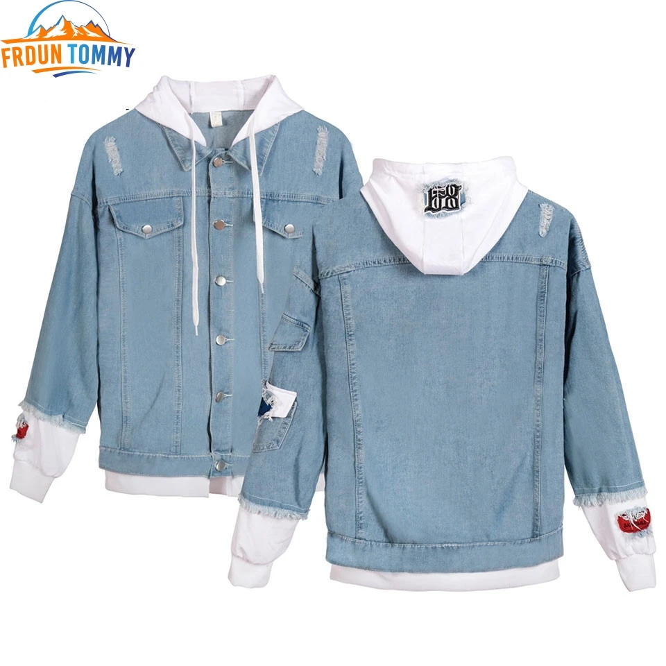 Куртка женская джинсовая Бомбер с капюшоном ковбойская Джинсовая Верхняя одежда