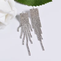 ladies platinum diamond fashion tassel earrings 18k gold earrings 2021 trend pendientes luxury full drill girls gift wholesale