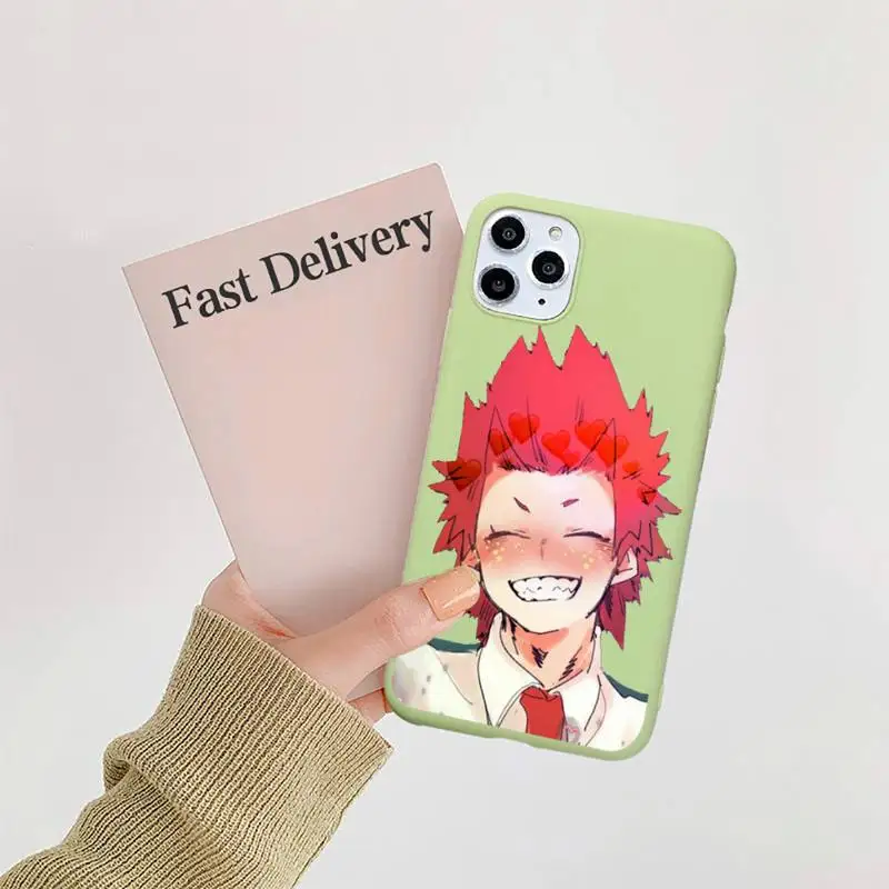 

My Hero Academia kirishima Anime Phone Case Candy Color for iPhone 11 12 mini pro XS MAX 8 7 6 6S Plus X 5S SE 2020 XR