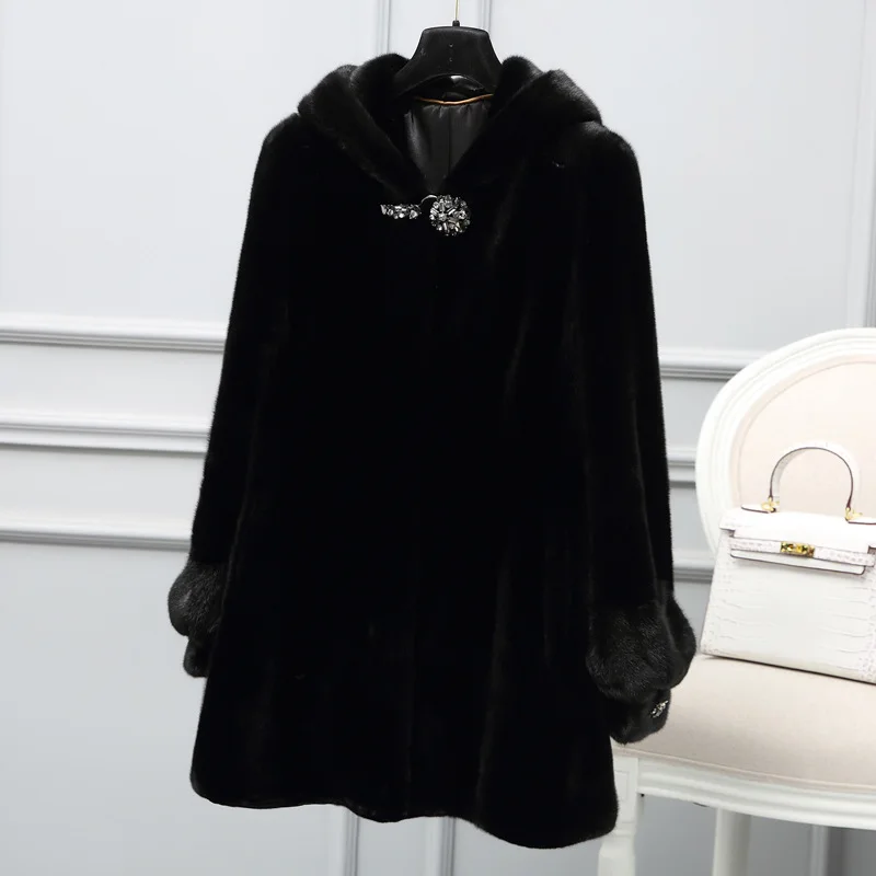 Enlarge Natural Fur Coats Winter Women Mink Fur Coat Female Genuine Leather Jackets Ladies Oversize Warm Thick Detachable Long 2020 New