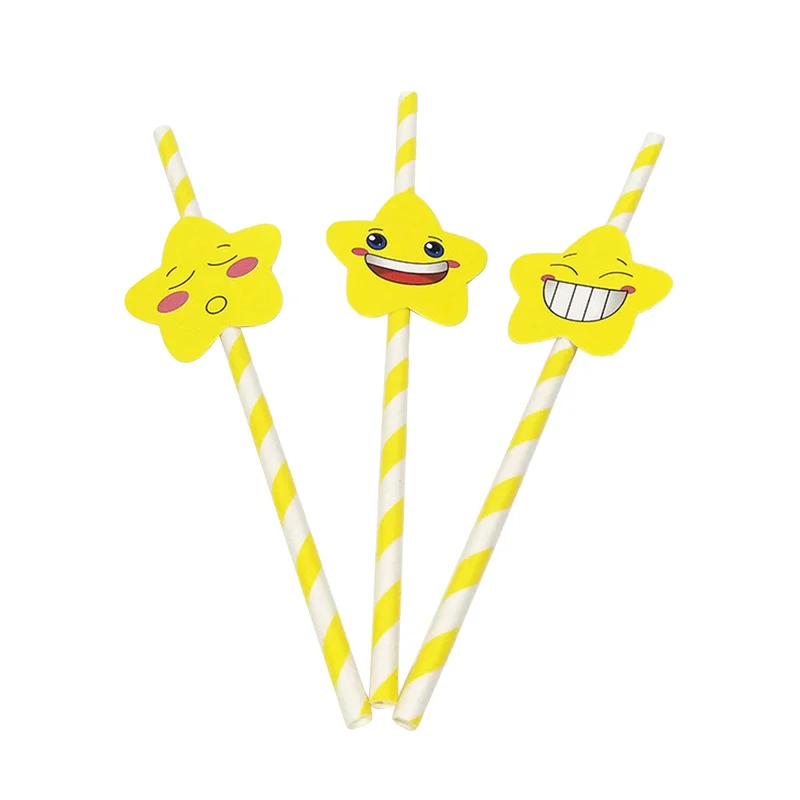 

30/60pcs Disposable Drinking Straws Mixed Cartoon Sea Star Face Paper Straws Wedding Birthday Party Decorative Supplies