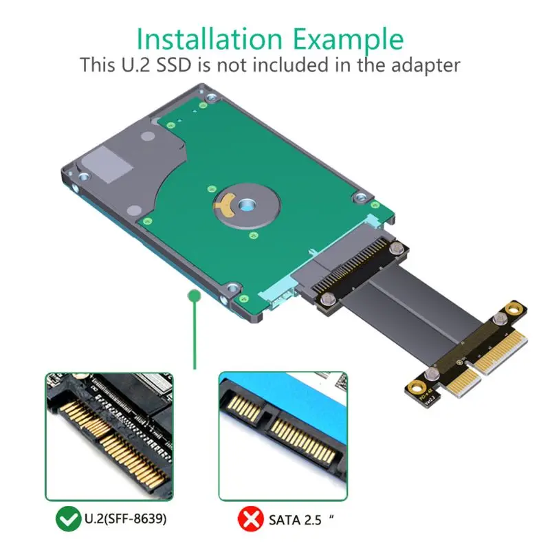 

U.2 NVMe SSD to PCI-E 3.0 x4 Extension Cable SFF-8639 NVMe PCIe 4x Gen3 Riser Card Line High Speed Transmission