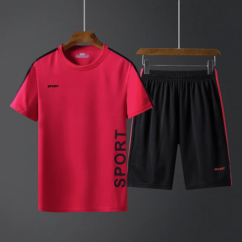 Костюм мужской летний из дышащей футболки с коротким рукавом и шортов | Спорт