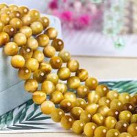 high quality natural yellow tiger eye stone 46810121416mm smooth round necklace bracelet jewelry loose beads 38cm wk174