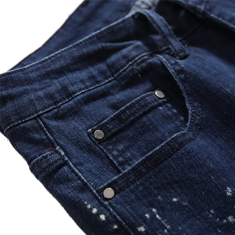 2019 New Men's Casual Slim Patch 3D Jeans Personality Color Print Denim Causal Trousers Pants Ripped Fashion For Men | Мужская