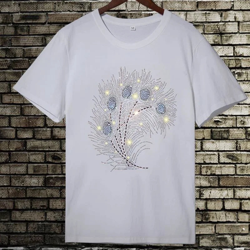 

Summer New Ice Porcelain Cotton Hot Drill Short Sleeve Men's T-shirt Ice Silk T-shirt Men's Loose and Versatile