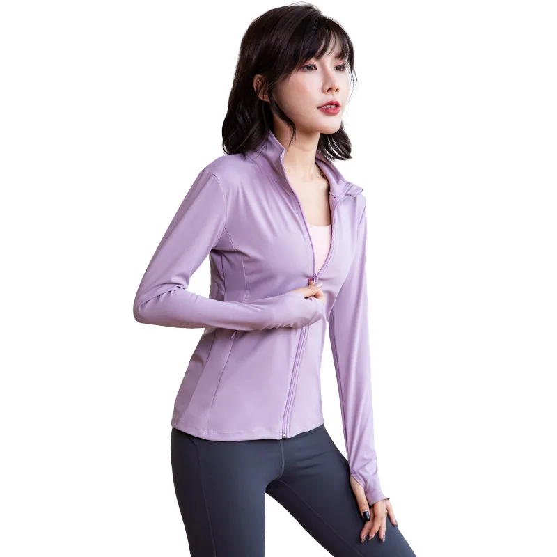 

Sports fitness jacket female autumn and winter new long-sleeved shirt cardigan stand-up collar slim slimming