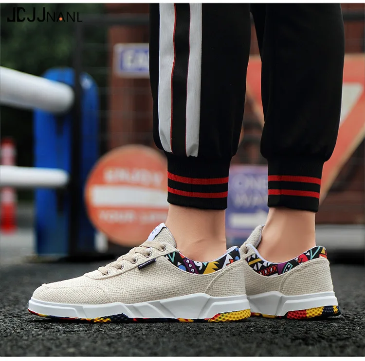 Повседневная Вулканизированная обувь для мужчин прошитая парусиновая на