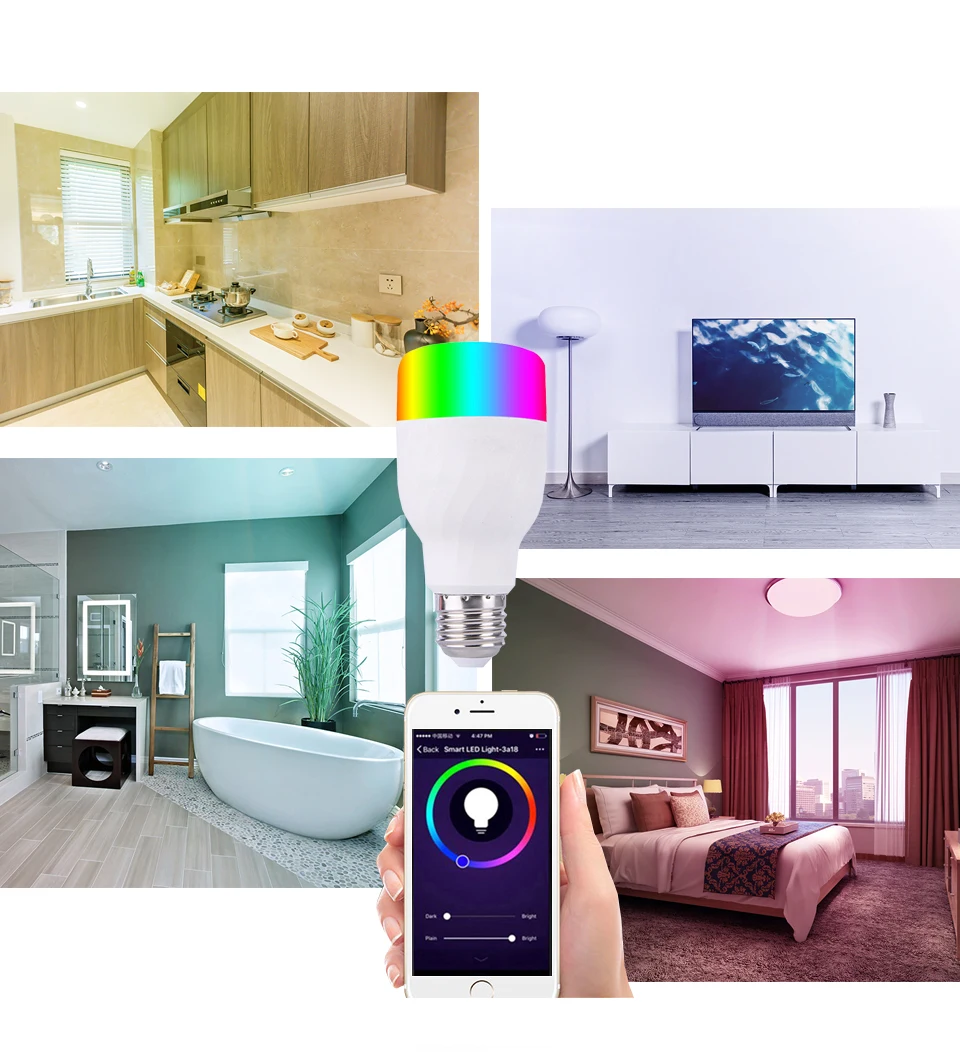 WI-FI умный светодиодный шарик 7WRGB Цвет лампы CW Тон Светло-Поддержка Alexa Google Home граффити разведки