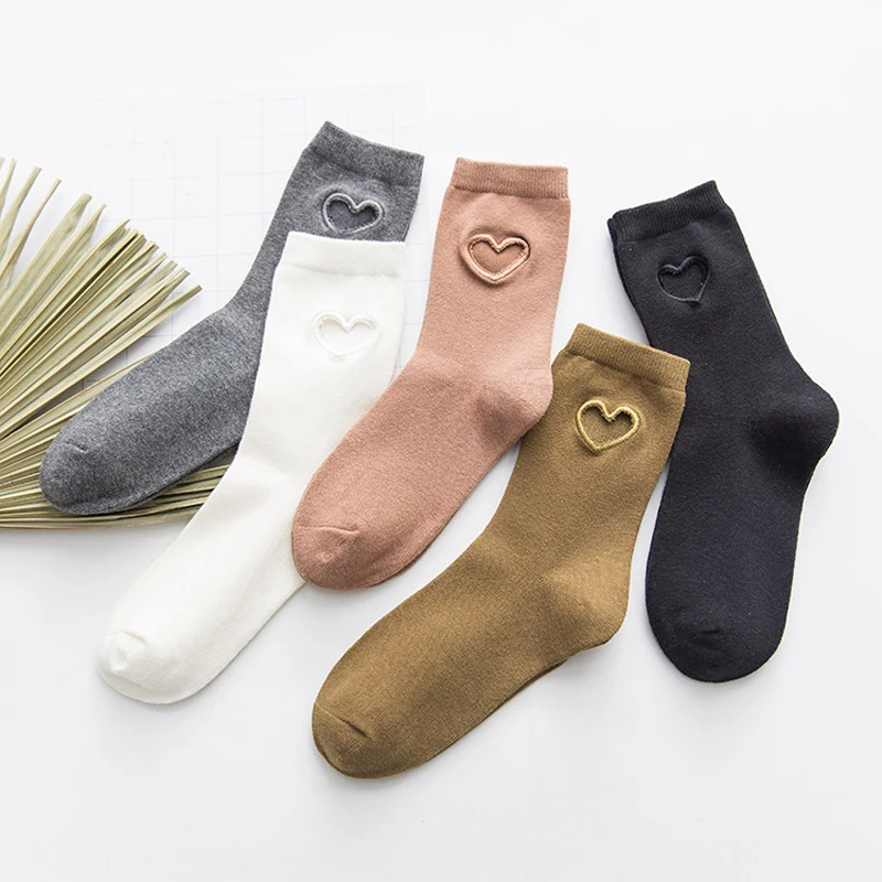 

Осенне-зимние модные персиковые женские носки в форме сердца, теплые Плотные хлопковые женские носки, однотонные удобные аксессуары с узор...