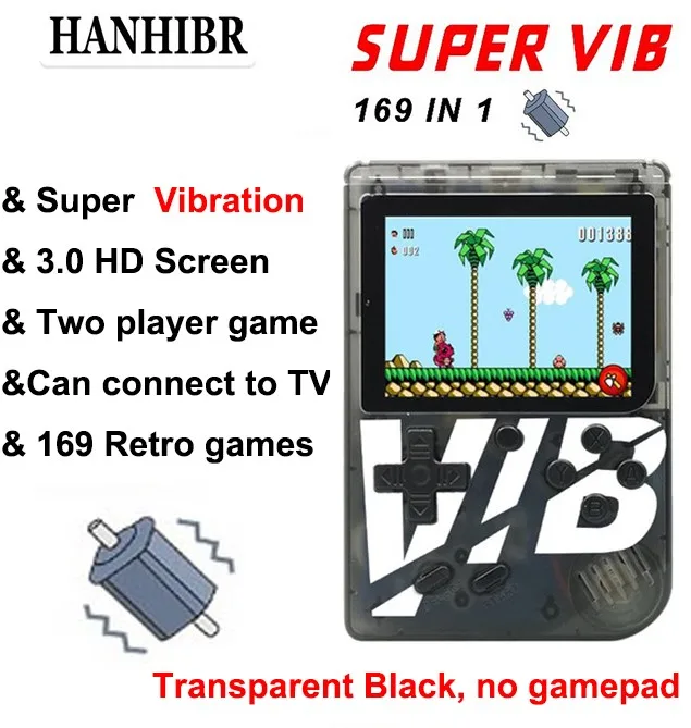 Transparent Black Новинка Q5 ретро мини 8 бит Fc Ретро игровая видео игра встроенные 169 игры портативная игровая консоль супер VIB игра 30 вибрирующих sup игр - Цвет: Transparent Black