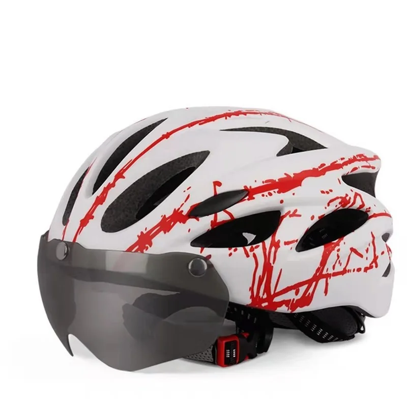 

Outdoor Cycling Helmet Road Mtb Mountain Bike Helmet Rear Light In-mold Riding Helmet With Visor Lens Sports Bicycle Helmet