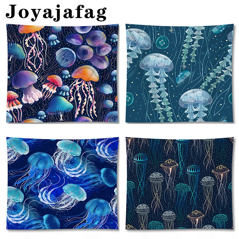 

Sea Jellyfish Decorative Tapestry Cartoon Art Blanket Curtains Hanging In The Bedroom Living Room Large Size Table Cover