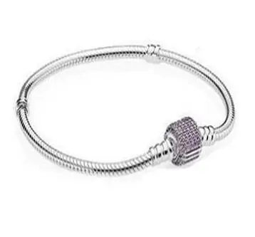 Authentic 925 Sterling Silver Snake Chain Charm Bangle Fit European Original Bracelets Jewelry Women Gift - Окраска металла: 4