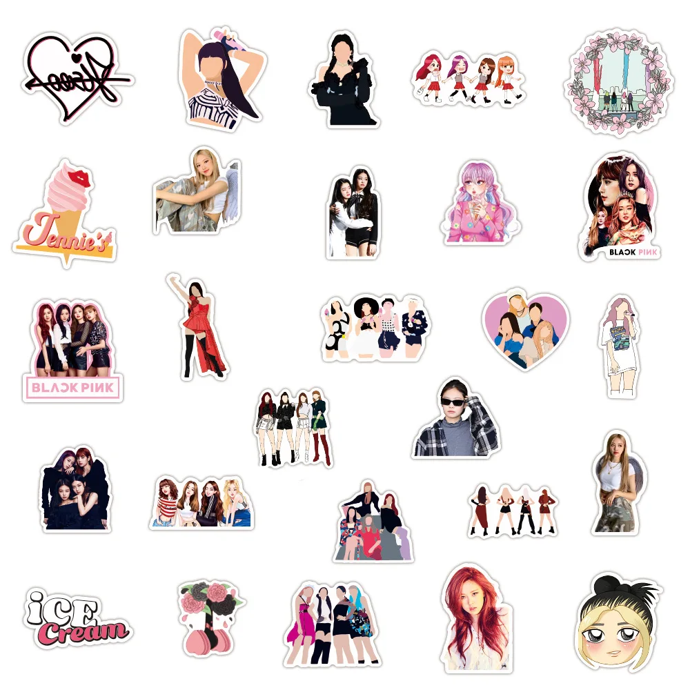 Pegatinas de grupo de chicas Kpop coreano Star, pegatinas para ordenador port&aacute;til, coche, guitarra, equipaje, monopat&iacute;n, pegatina de Graffiti impermeable, juguete para ni&ntilde;os, 10/30/50 Uds.-4