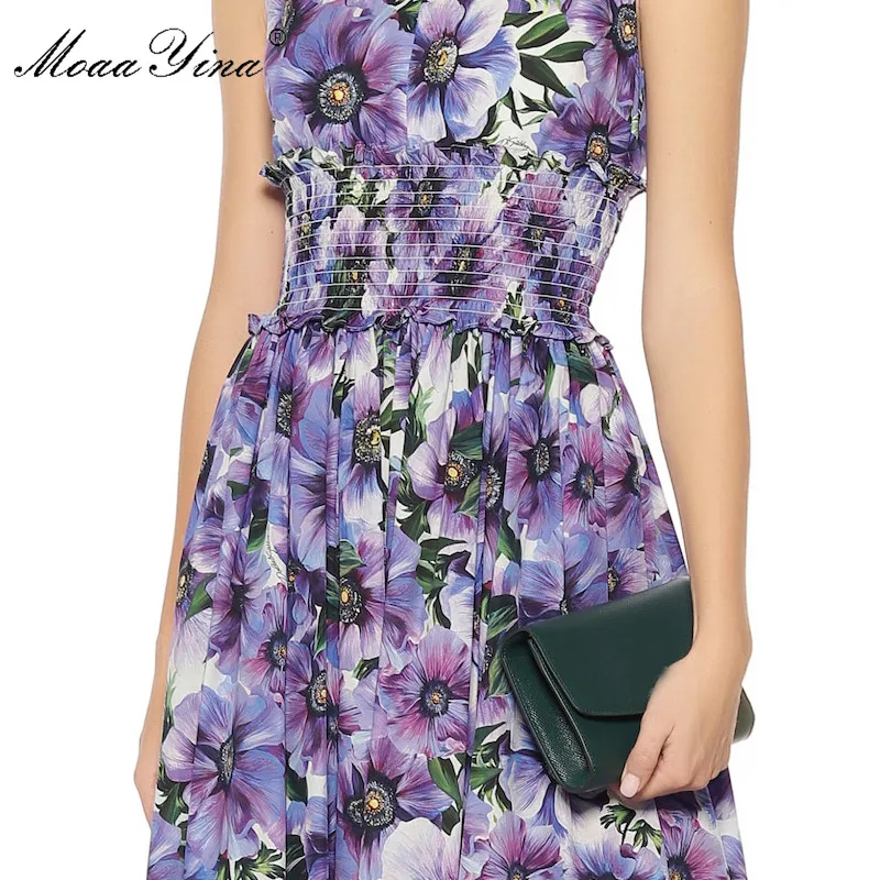 Женское дизайнерское платье MoaaYina летнее с v образным вырезом хлопковые платья