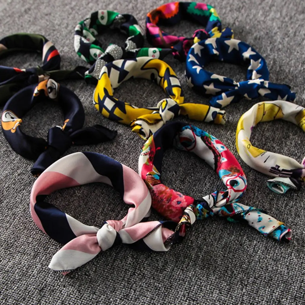 Модный дизайн универсальная одежда с принтом женский шелковый шарф-повязка