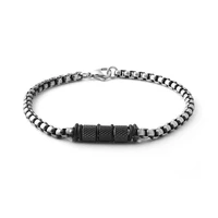 runda men link bracelet chain adjustable arbon fiber black bead string mens fashion jewelry making stainless steel