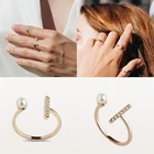 Женские открытые кольца с жемчугом BOAKO, серебро 925 пробы, 2020, модные ювелирные изделия, парные минималистичные кольца #6,4