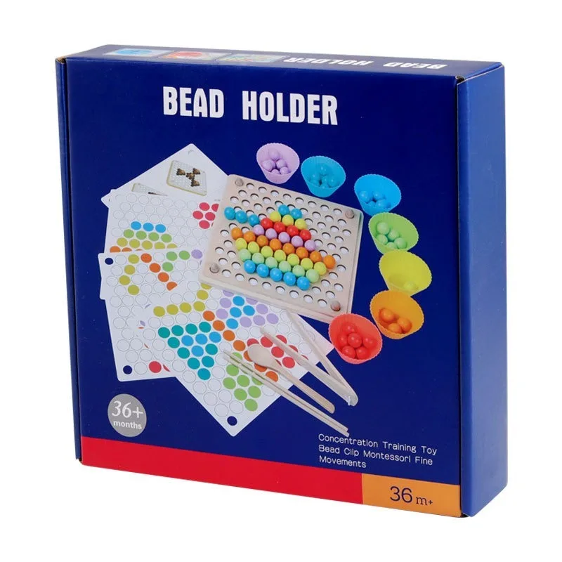 

Concentraction Traning Toy Bead Clip Montessori Fine Movement Early Education Wooden Puzzel Toys For Children Kids Baby