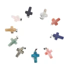 2021 Новая мода DIY 12 цветов Кристалл Агаты натуральный камень подвески крест кулон ожерелье для женщин мужчин ювелирные аксессуары