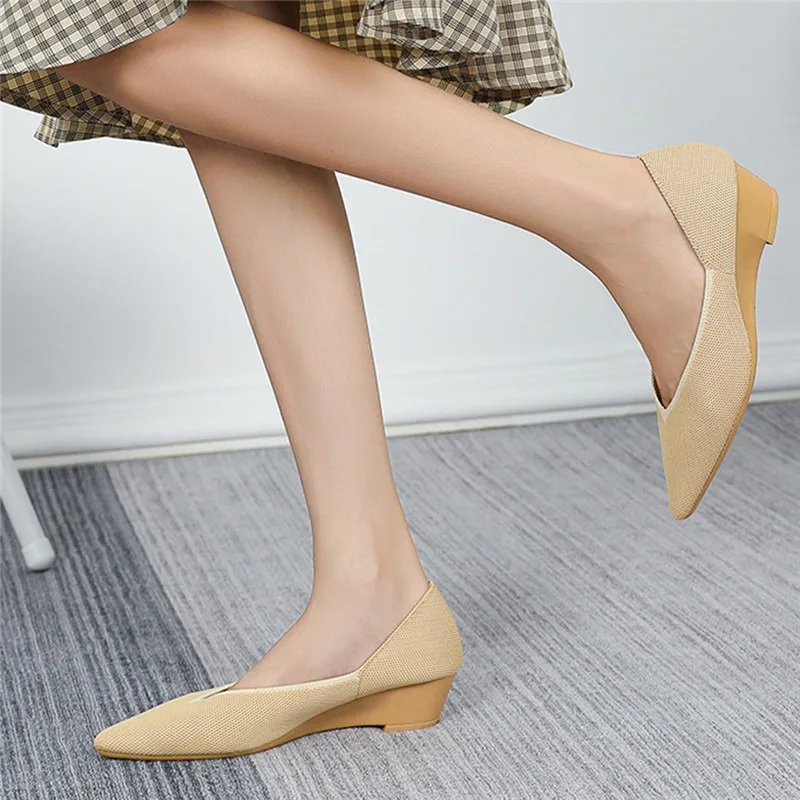 

Туфли-лодочки женские на толстом каблуке, Нескользящие, из микрофибры, дышащие, заостренный носок, мягкая подошва, высокий каблук, большие р...