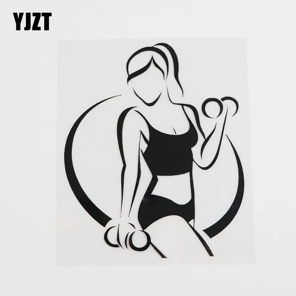 

YJZT, 11,4 см x 13,8 см, Виниловая наклейка на машину для фитнеса, спортзала, красивого тела для девочек, черного/серебристого цвета, 8A-0319