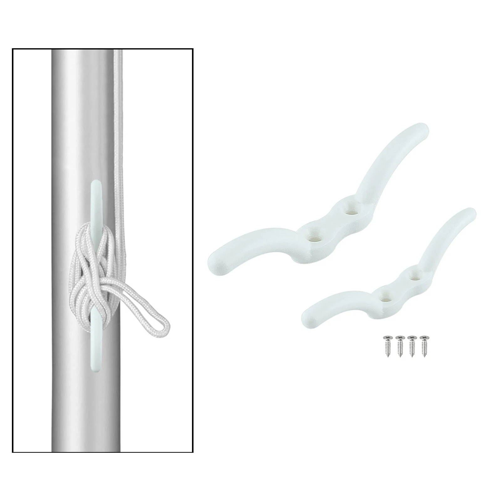 

Marine Flagpole Rope Cleat Nylon Hook with Mounting Screws Marine Boat Hardware, White