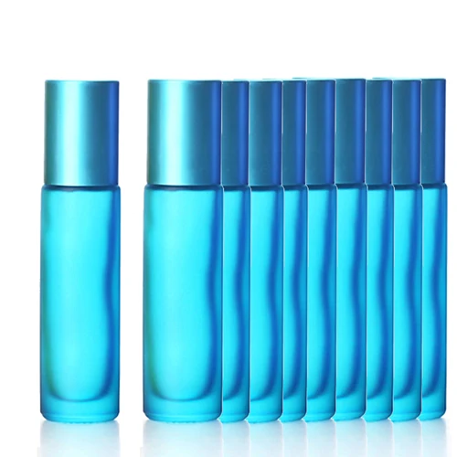 10pcs Light Blue 1/5/10 шт 10 мл Портативный матовый цветной толщиной Стекло ролик эфирное масло в виде флаконов парфюма для путешествий многоразового роликовый флакон - Цвет: 10pcs Light Blue