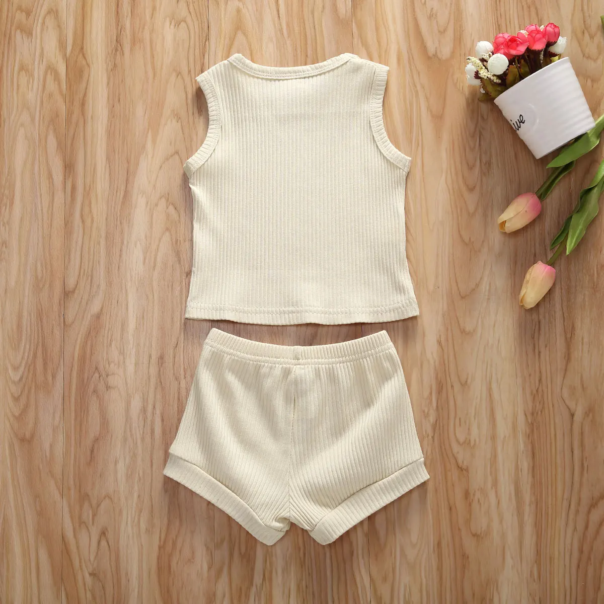 

Baby Summer 2PCS Clothes Set Toddler Kids Baby Boys Girls T-Shirt Shorts Pants Clothes Ribbed Patchwork Outfit