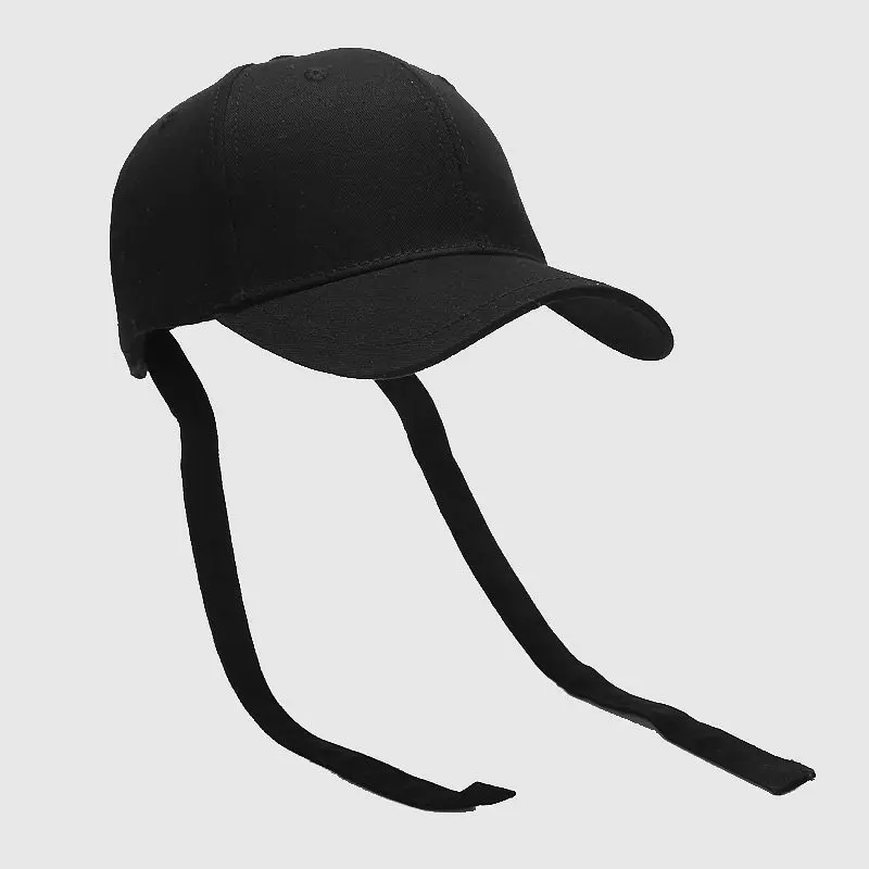

Men Women Cotton Solid Color Hip Hop Baseball Cap Personality Harajuku Strappy Long Ribbon Bone Hats Adjustable Snapback Hat
