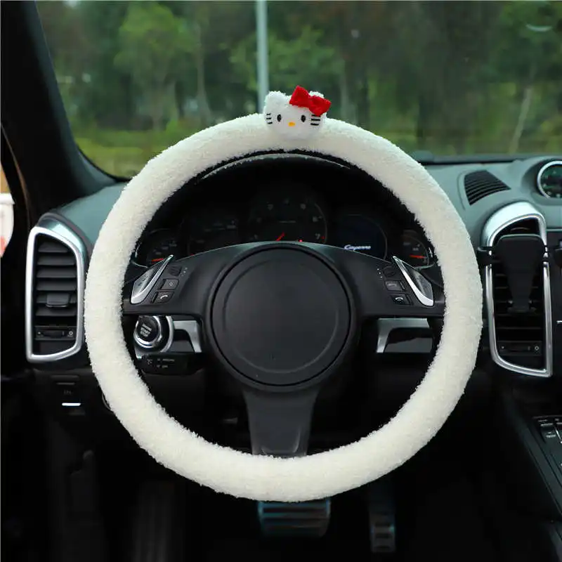

Universal 38cm Car Steering Sheel Cover for Women Girl Lovely Cute Cartoon Plush Fashion Warm Internal Accessories Car-styling
