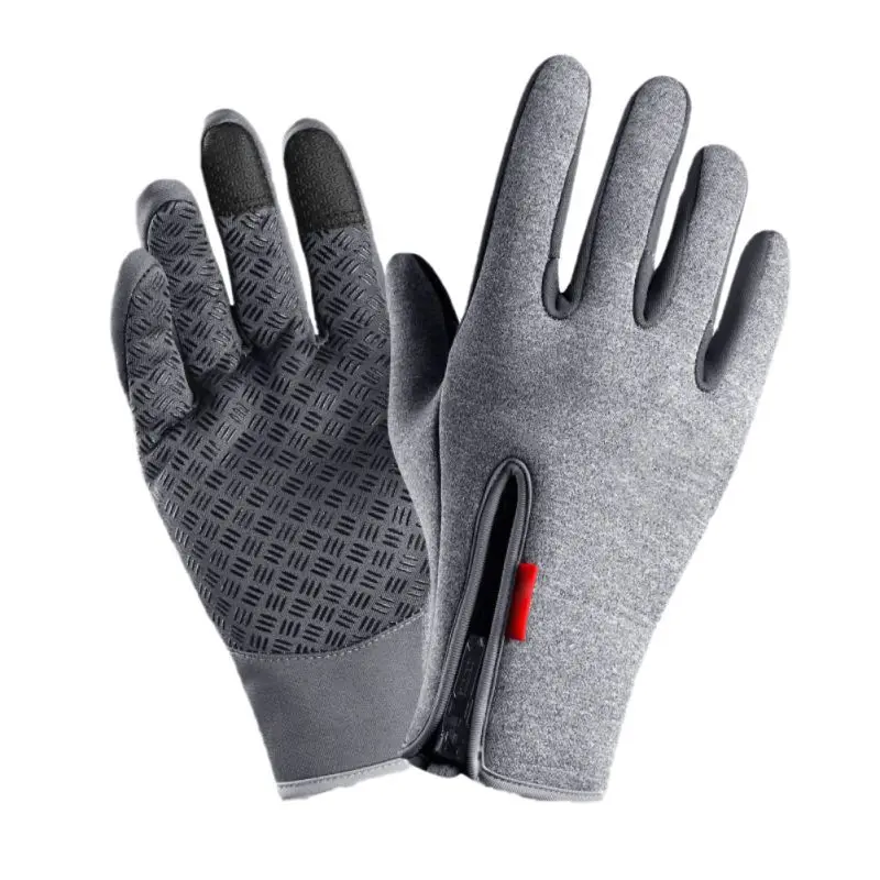 Зимние мужские перчатки на молнии для сенсорного экрана бархатные ветрозащитные