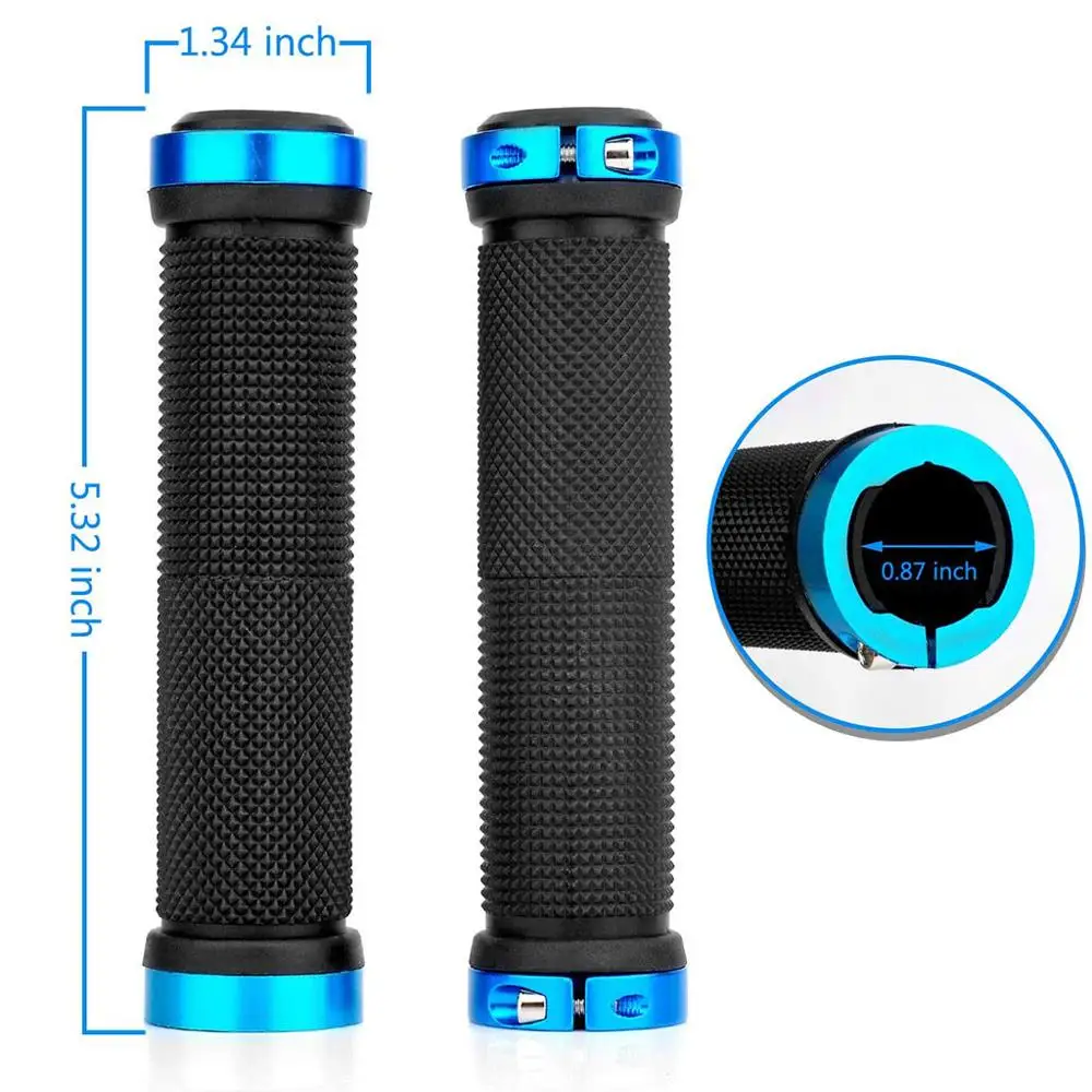 2 Pcs Cycling Handle Grip Bar End Durable Anti-slip Rubber Aluminum Alloy MTB Mountain road Bike Bicycle lock-on Handlebar Cover | Спорт и