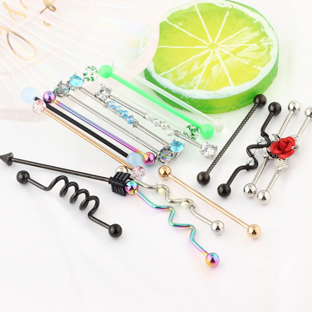 

18Pcs Fashion Ear Studs Barbell Theme Earrings Decorative Jewelries