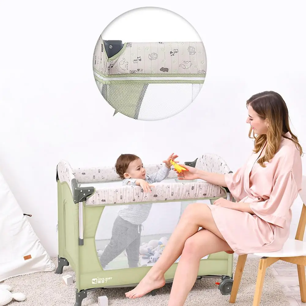 Crib splicing large bed removable bb multi-function portable folding newborn baby bedside cradle | Мать и ребенок