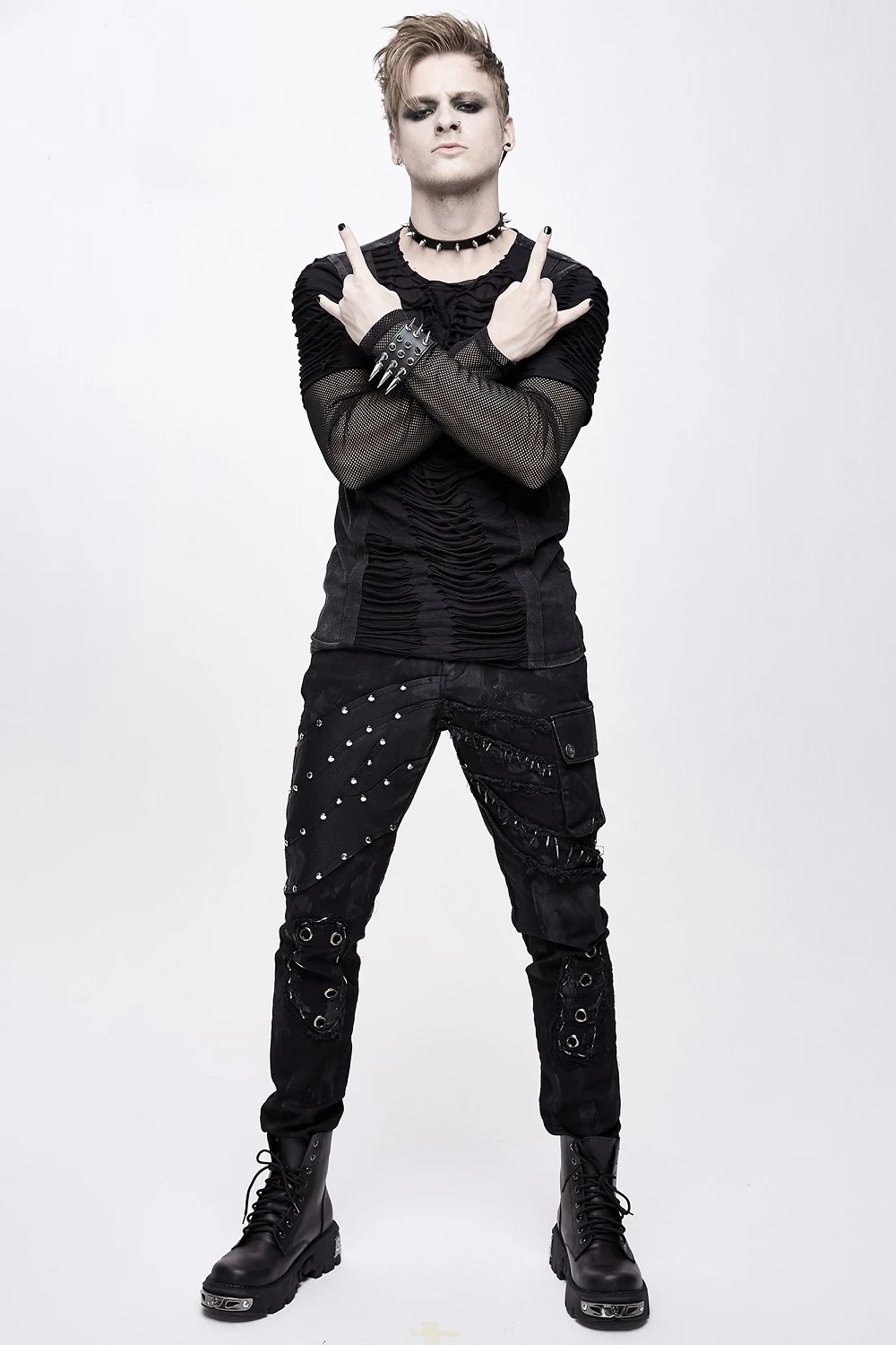 

Devil Fashion Handsome Streetwear Casual Stright Trousers Men's Steampunk Long Pants Punk Prom Pants