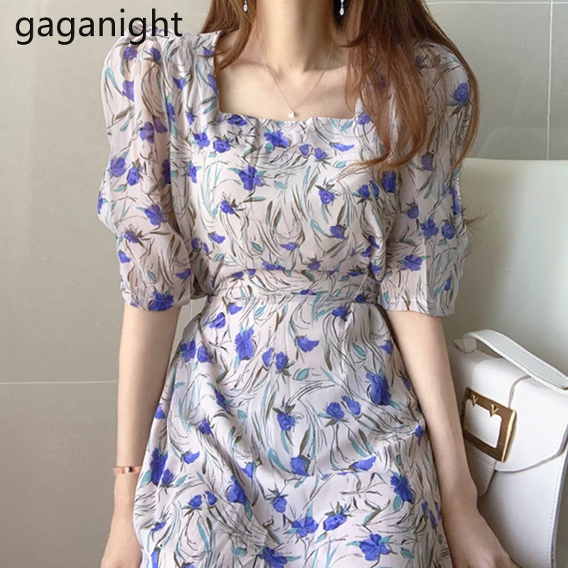 Женское шифоновое платье Gagagnight длинное с коротким рукавом в Корейском стиле